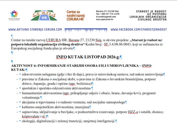 CERURA HR - Info kutak - Listopad 2026