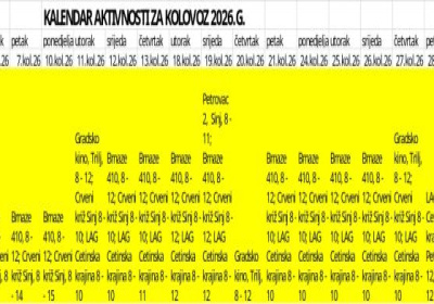 Info kutak - Kolovoz - kalendar aktivnosti